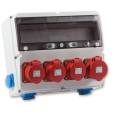 Tp Electric Szerelt ipari doboz 360×300mm 18modul(5×16A-IP44)×3+(5×32A-IP44)×1+(1×16A)×4